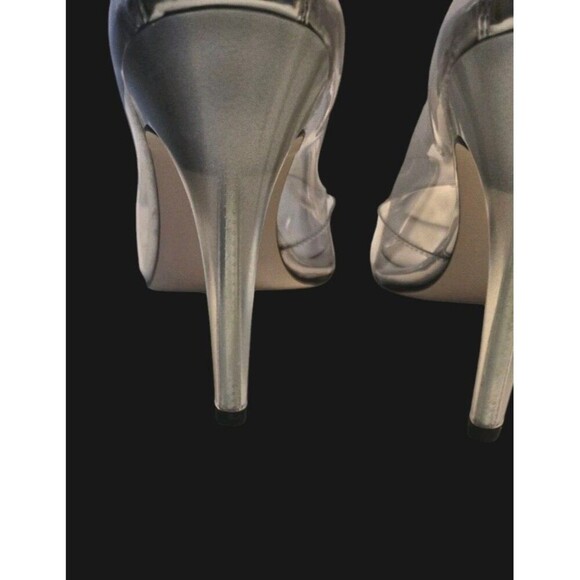 Good American Clear Cinderella Heels Pointed Toe Smoke Womens 9.5   New! - Picture 5 of 8